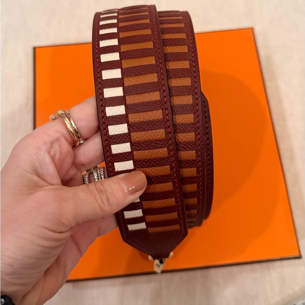X SOLDx Hermes Tressage Epsom Leather Bag Strap